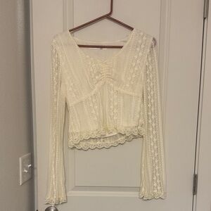 Altar'd State Cream Lace Blouse